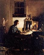 Paye, Richard Morton Self-Portrait While Engraving painting